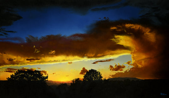 "Meaning"  25x43 Clouds At Sunset Weather Painting