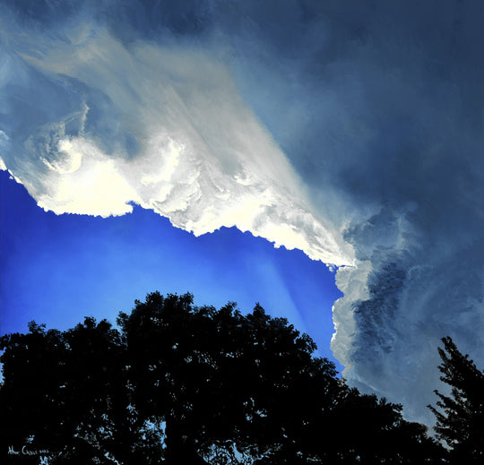 "No Place Like Home"  25x25" Storm Cloud At Sunset Weather Painting