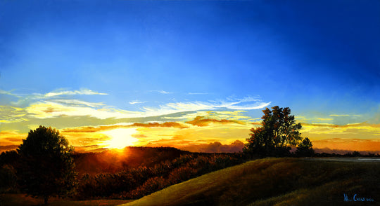 "Saturday Evening with Dan"  14x25" Sunset Weather Painting