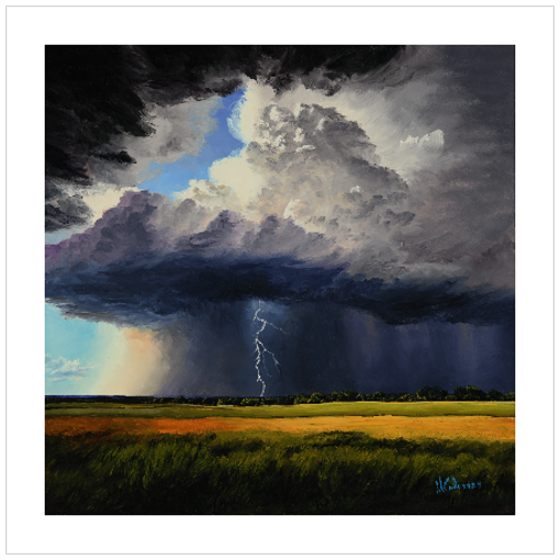 "Closing In" 12x12 Storm Clouds Over Prairie Weather Paper Print