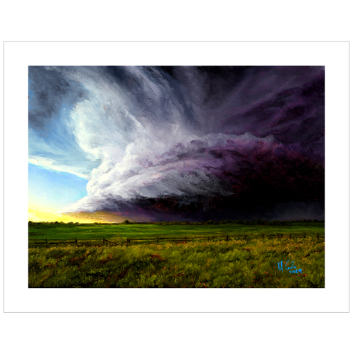 "Mourning" 9x12 Supercell At Sunset Weather Paper Print